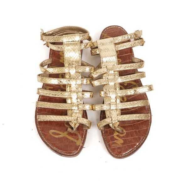 Sam Edelman Gold Strappy Shoes Size 8 - Picture 2 of 9